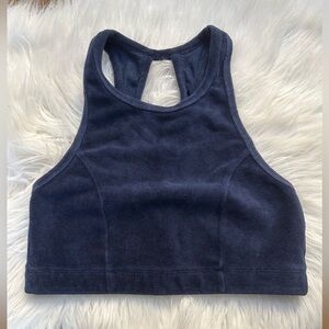 💖5 for $50💖AERIE Dark Blue Racerback Sports bra Velvety Ribbed High Neck